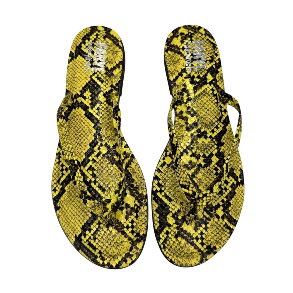 Faryl by FarylRobin Bright Yellow & Black Reptile Python Embossed Thong Sandals